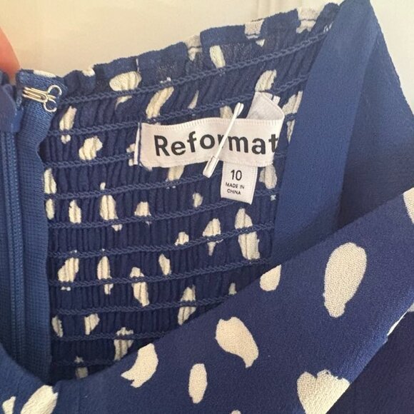 Reformation Juliette Dress Size 10 - blue polka dots - Picture 2 of 4